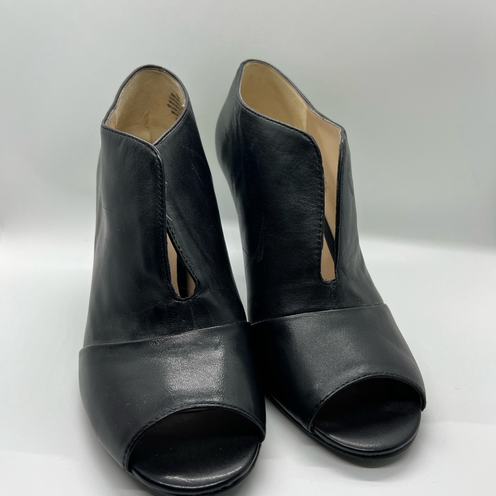 Nine West Black Heeled Boots with Open Toe Design